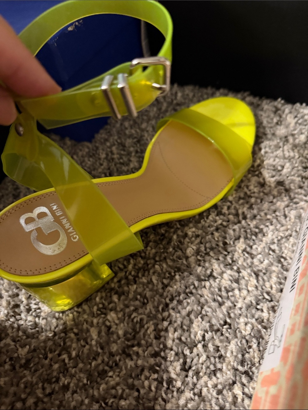 Gianni Bini Neon Lime Jelly Ankle-Strap Sandals